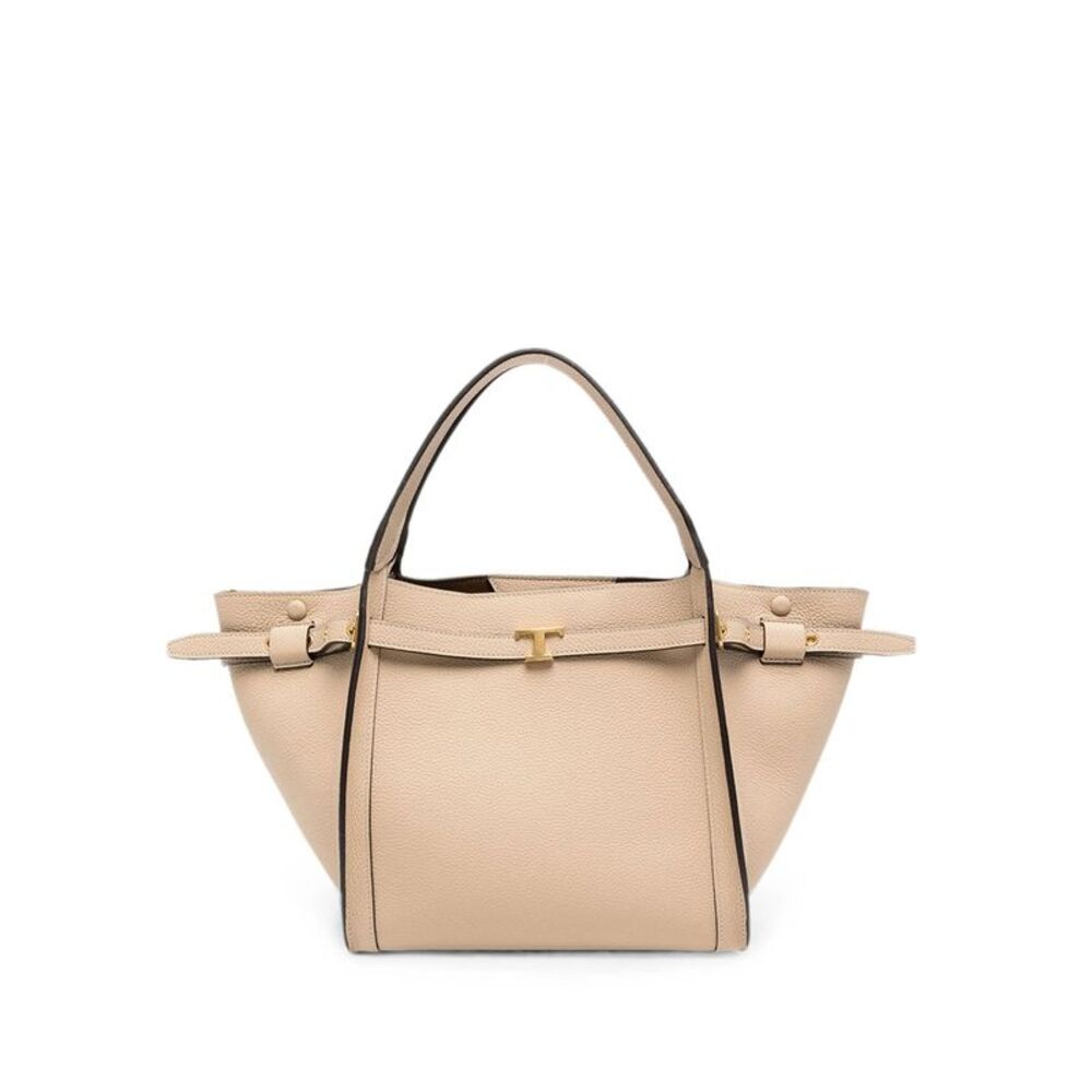T Signature Small Shopping Bag In Leather Women